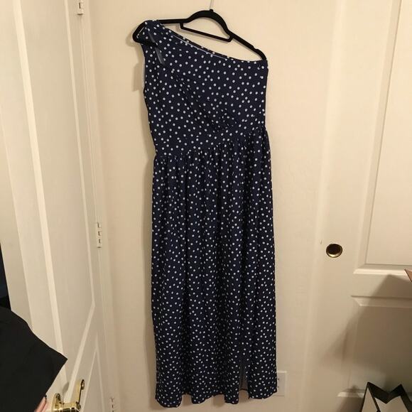 NWT Vintage Navy Print One Shoulder Maxi Dress - Picture 8 of 8